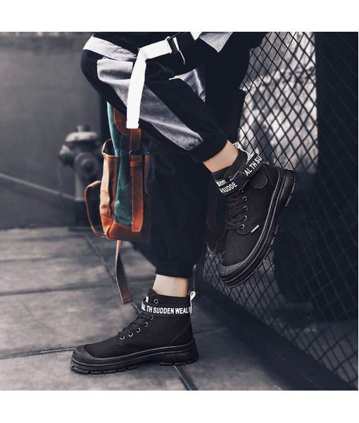 New men's high top shoes in autumn and winter 2019 Martin boots tooling Boots Men's shoes fashion shoes retro Leisure Canvas Shoes Men