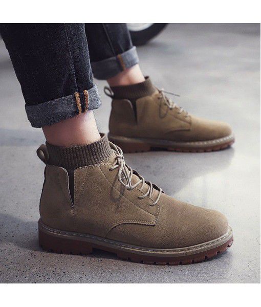 Martin boots British leisure autumn and winter high top men's shoes trend Boots Men's Hong Kong style all over Dahuang Boots Work wear-resistant shoes