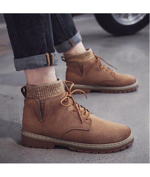 Martin boots British leisure autumn and winter high top men's shoes trend Boots Men's Hong Kong style all over Dahuang Boots Work wear-resistant shoes