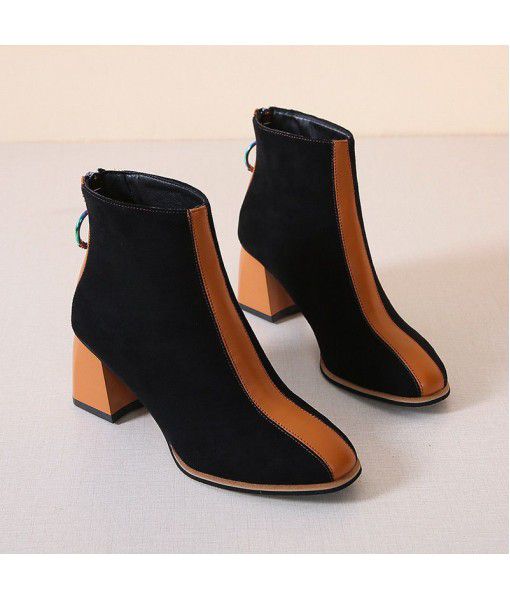 Women's fashion boots autumn and winter 2019 new European and American pointy high-heeled short boots women's thick heel fashion versatile fashion boots children