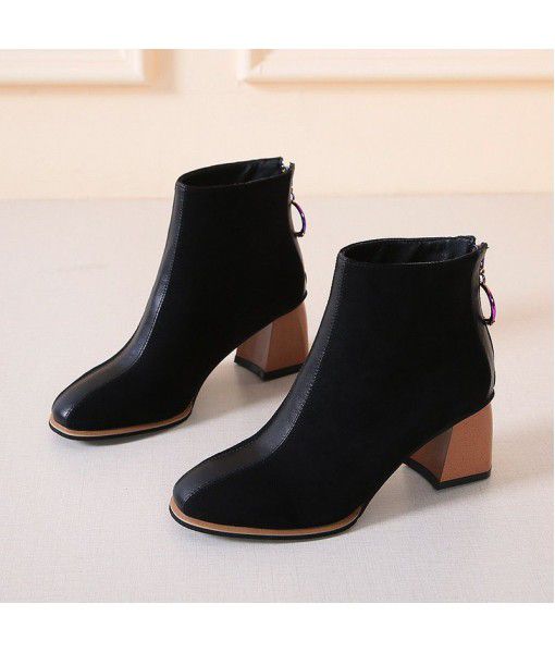 Women's fashion boots autumn and winter 2019 new European and American pointy high-heeled short boots women's thick heel fashion versatile fashion boots children