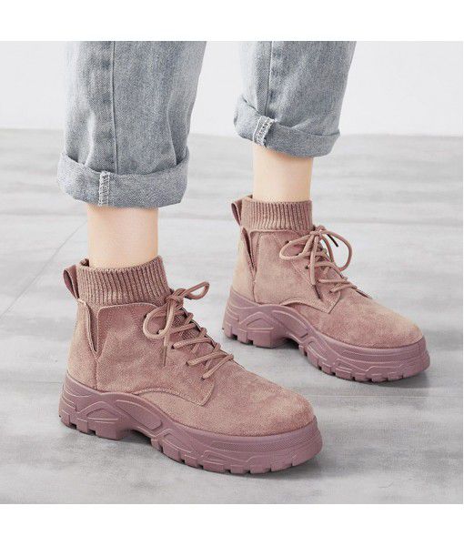Casual fashion Martin boots women's 2019 new autumn and winter European and American handsome net red versatile thick base retro street shoes