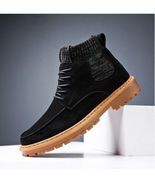 Autumn and winter Korean version of British style retro socks set casual Martin boots men's trend thick bottomed high helper sports shoes