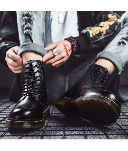 Autumn and winter leather Martin boots high Gang men's boots British style trend all kinds of Chinese couple work clothes leather boots women's Boots