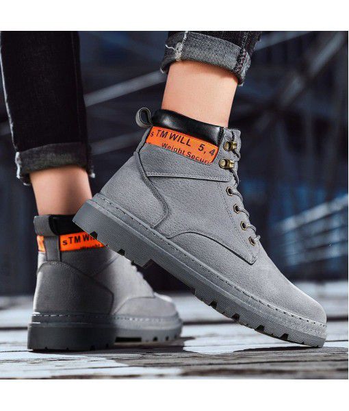 Autumn and winter Martin boots fashionable desert boots British trend pig leather overalls boots Retro High Top shoes men's Boots