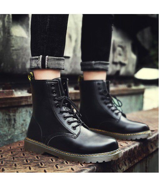 [combination] autumn and winter 2019 men's boots Martin boots black high helper work clothes boots British versatile locomotive boots
