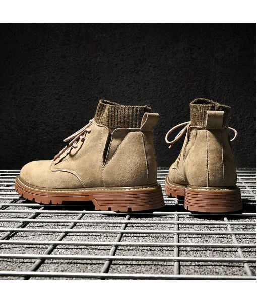 Men's shoes autumn casual high top leather Martin boots men's 2019 new trend mix and match Vintage British style work boots
