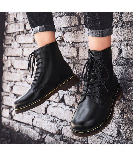 Autumn and winter leather Martin boots high Gang men's boots British style trend all kinds of Chinese couple work clothes leather boots women's Boots