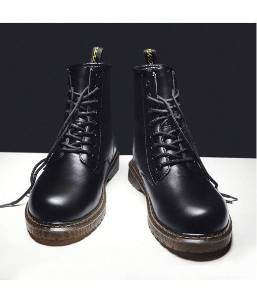 [combination] autumn and winter 2019 men's boots Martin boots black high helper work clothes boots British versatile locomotive boots