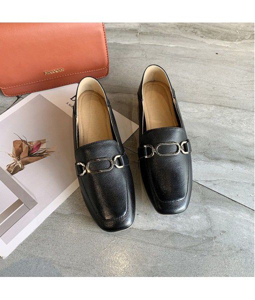Meiba shoes industry first leather Lefu shoes women's leather single shoes 2020 new flat bottomed all-around spring and autumn women's shoes