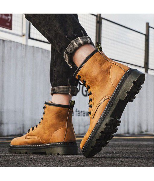New fashion men's Martin boots in autumn and winter with warm cotton skin and thick bottom British style locomotive fashion men's shoes