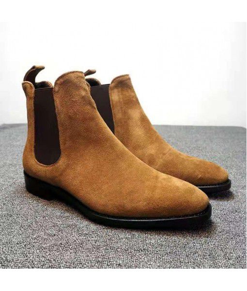 2020 popular spring suede Chelsea casual men's boots side zipper high top shoes fashion large Martin men's Boots