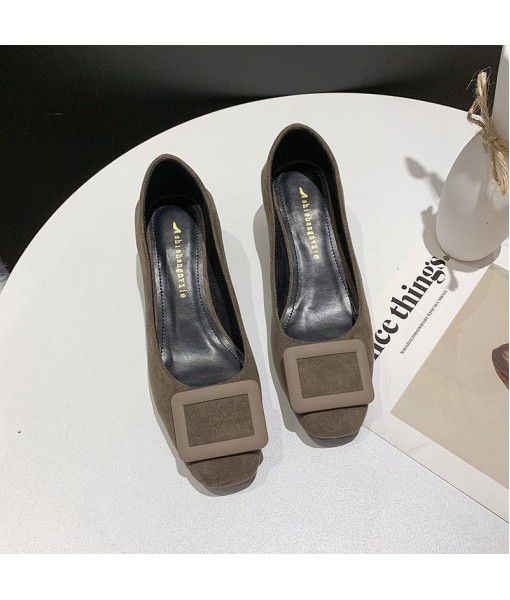 British style coarse single shoes women's new spring 2020 shallow middle heel fashion women's shoes