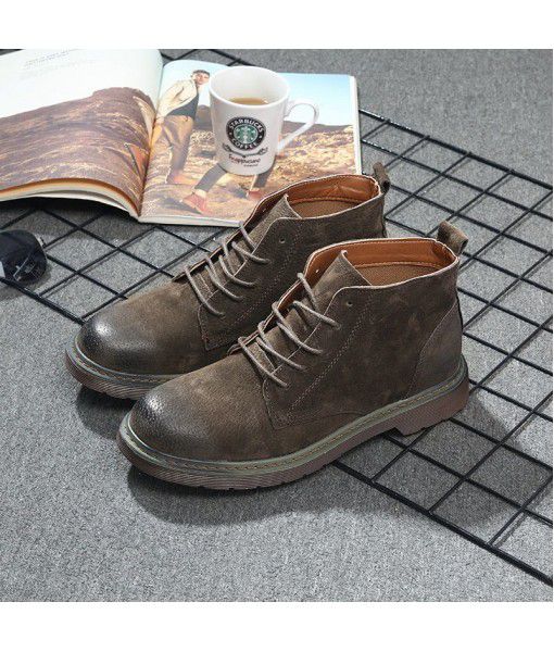 Martin boots, men's Korean trend, British style, fashion boots, leather, vintage, all kinds of casual work boots, men's shoes