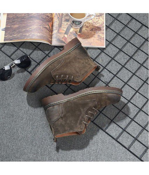 Martin boots, men's Korean trend, British style, fashion boots, leather, vintage, all kinds of casual work boots, men's shoes