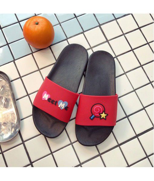 Candy color couple summer net red slippers antiskid wear resistant home leisure indoor bath soft bottom sandals manufacturer