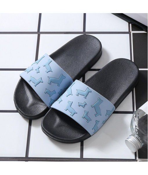 New summer antiskid cartoon dog bathroom slippers couple style home student plastic floor stand bath slippers