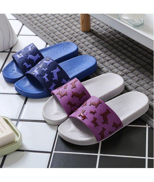 New summer antiskid cartoon dog bathroom slippers couple style home student plastic floor stand bath slippers