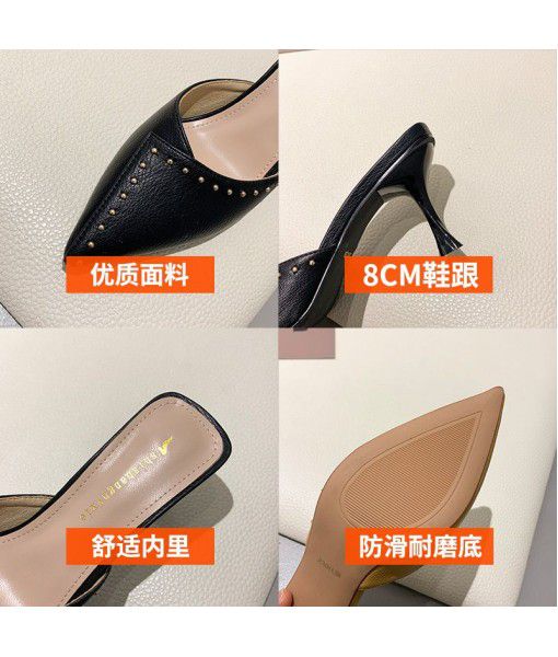 Half pack sandals women's new high-heeled women's fashion shoes in summer 2020