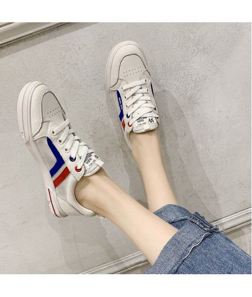 Leather small white shoes women's 2020 summer new mesh breathable flat sole student shoes a casual women's shoes
