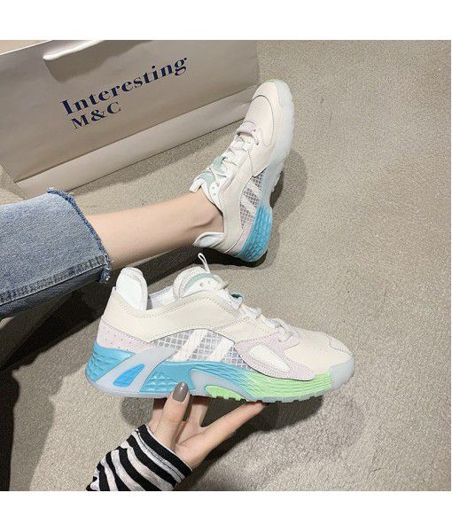 Tennis red same style sports WindNet yarn breathable old dad shoes women's new casual leather women's shoes fashion in summer 2020