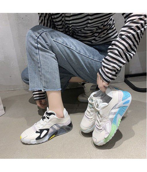 Tennis red same style sports WindNet yarn breathable old dad shoes women's new casual leather women's shoes fashion in summer 2020