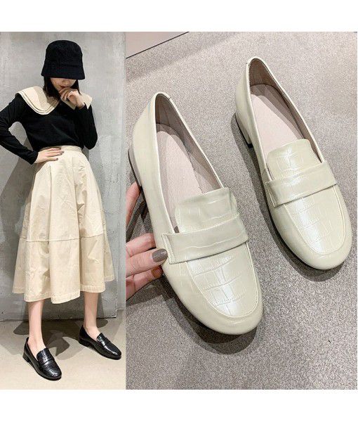 Europe station leather Lefu shoes women 2020 spring new British style black small leather shoes casual all-around women's shoes trend