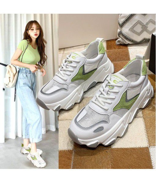 Ins dad shoes women's new mesh breathable sports shoes in summer 2020 thick soled versatile women's shoes