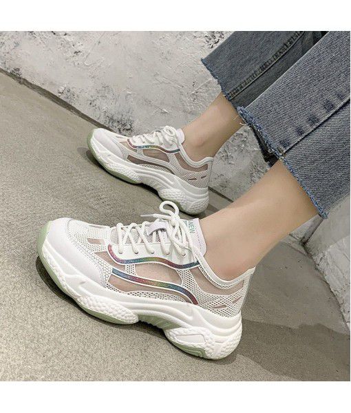 New cut out sports shoes with thick soles and all kinds of breathable shoes for women in 2020 summer