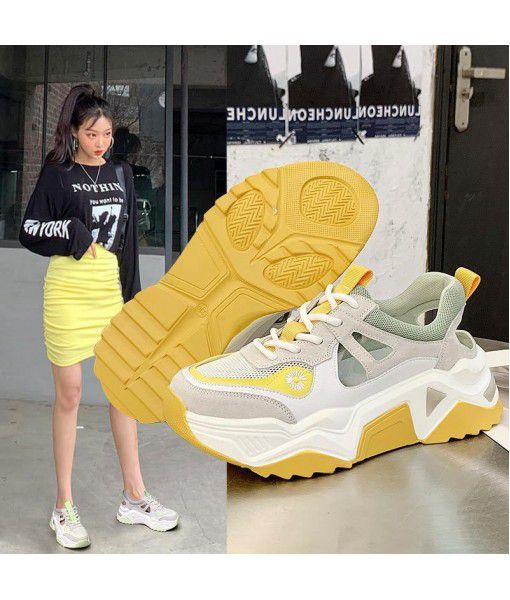 Little Daisy, father, shoes, women's new 2020 summer thick sole, hollow and breathable sports shoes, Korean version, all kinds of casual shoes