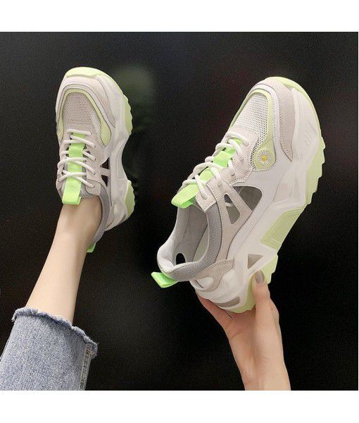 Little Daisy, father, shoes, women's new 2020 summer thick sole, hollow and breathable sports shoes, Korean version, all kinds of casual shoes