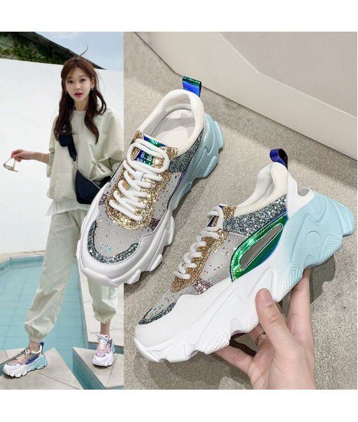 Manufacturer's source: ins trend, Korean version, Laoda shoes, women's summer mesh, breathable sequins, women's shoes