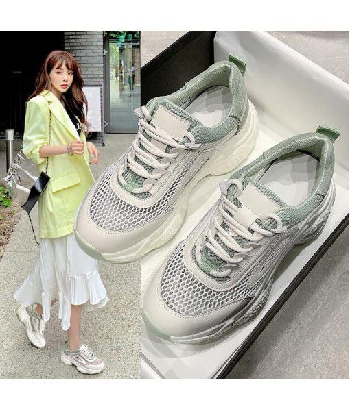 Hollow out father shoes women's 2020 summer new Korean version of versatile students' thick mesh sneakers