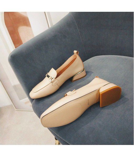 First layer cow leather Lefu shoes women 2020 spring new leather all-around flat sole casual single shoes manufacturer's supply agency
