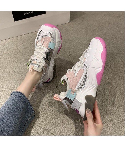 Ins dad shoes women 2020 new thick bottomed Korean casual versatile sports summer breathable women's shoes a hair substitute