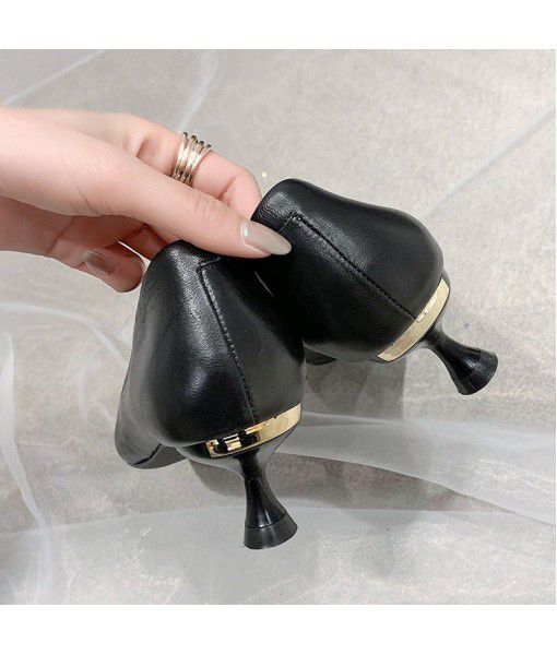 First layer sheepskin high-heeled shoes for women 2020 new commuter professional black single shoes manufacturer source group purchase wholesale women's shoes