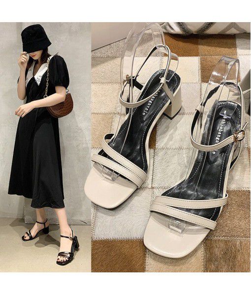 Fairy High Heels Sandals girl 2020 summer new thick heels fashion Roman sandals casual and versatile one-piece hair