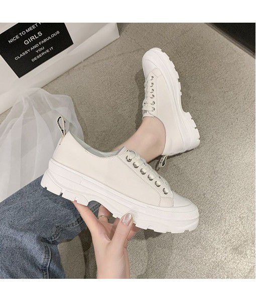 Leather small white shoes women 2020 new Korean flat bottomed first layer cowhide casual women's shoes wholesale
