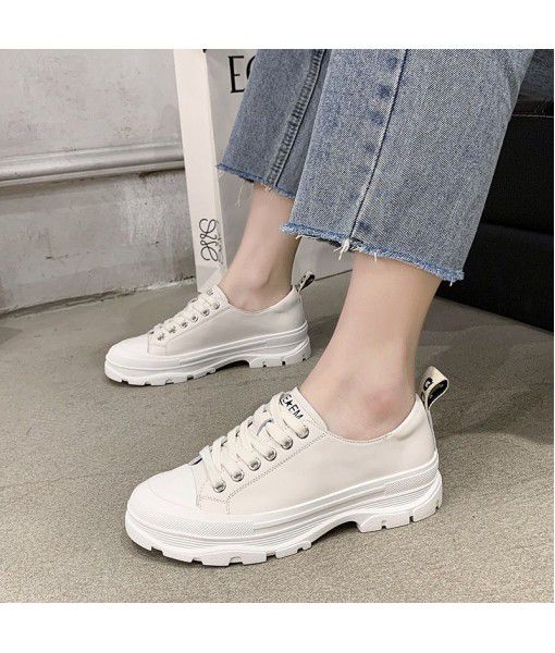 Leather small white shoes women 2020 new Korean flat bottomed first layer cowhide casual women's shoes wholesale