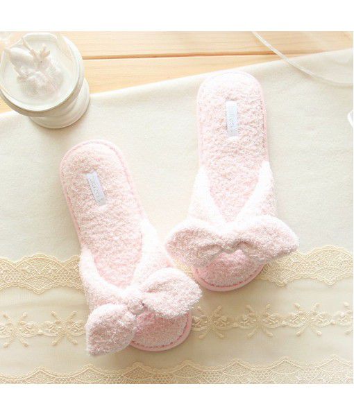 Spring bow waterproof and antiskid bathroom slippers lovely memory cotton bow fish mouth slippers