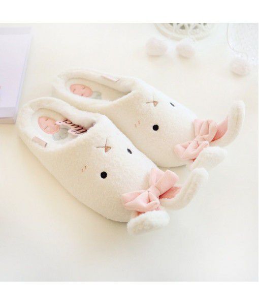Halluci new silent office slippers in autumn and winter lovely little rabbit warm home cotton slippers