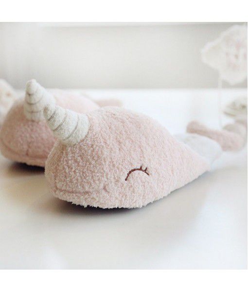 Halluci new single horned whale warm home cotton slippers women's warm and antiskid indoor cotton slippers in winter