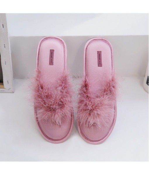 Halluci's new summer crane hair indoor waterproof and breathable household flat bottom slippers with herringbone bracket for women