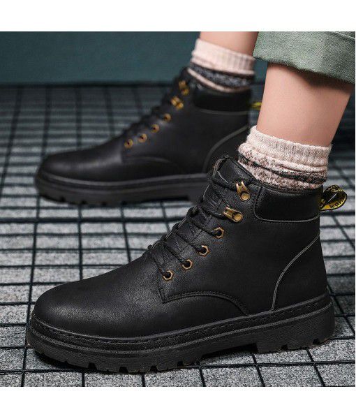 Autumn Martin boots men's high top British style all-around men's shoes middle top rhubarb boots winter tooling locomotive men's fashion shoes
