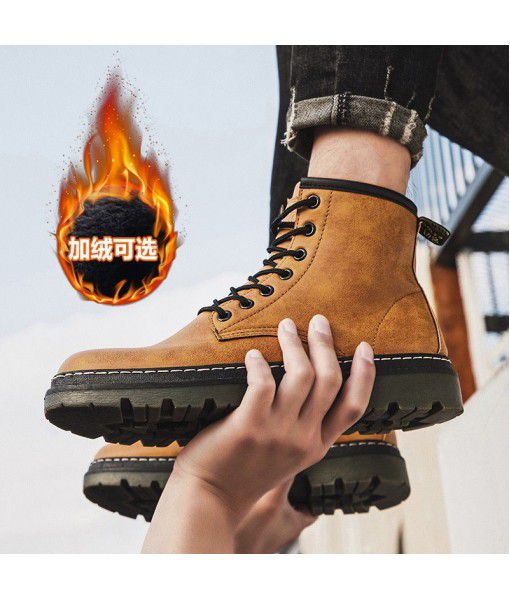 New fashion men's Martin boots in autumn and winter with warm cotton skin and thick bottom British style locomotive fashion men's shoes