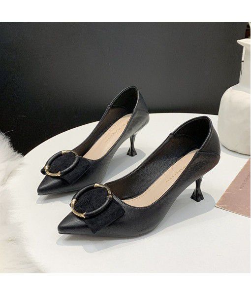 2020 spring and autumn style all kinds of pointy French little fresh girls' net red high heels women's shallow mouth single shoes