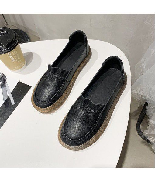Leather single shoes 2020 summer new soft bottom soft surface nurse shoes shallow mouth Lefu shoes manufacturers wholesale group buying women's shoes
