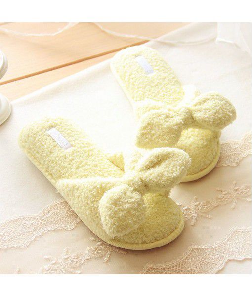 Spring bow waterproof and antiskid bathroom slippers lovely memory cotton bow fish mouth slippers