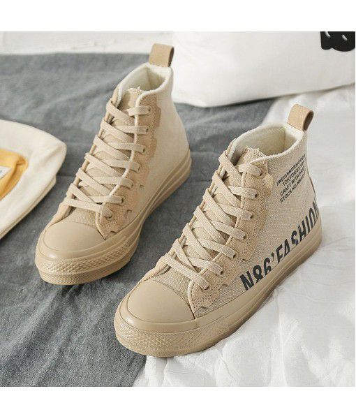 Beibei women's shoes 2020 winter new fashion personality trend women's shoes light high top canvas shoes factory direct sales