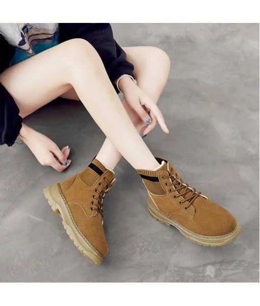 Martin boots women 2019 new Korean autumn and winter British wind net red women's shoes warm Plush work clothes short boots casual shoes